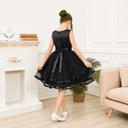 Sunny Fashion Flower Girl Dress Black Wedding Party Bridesmaid Dress 10 Years