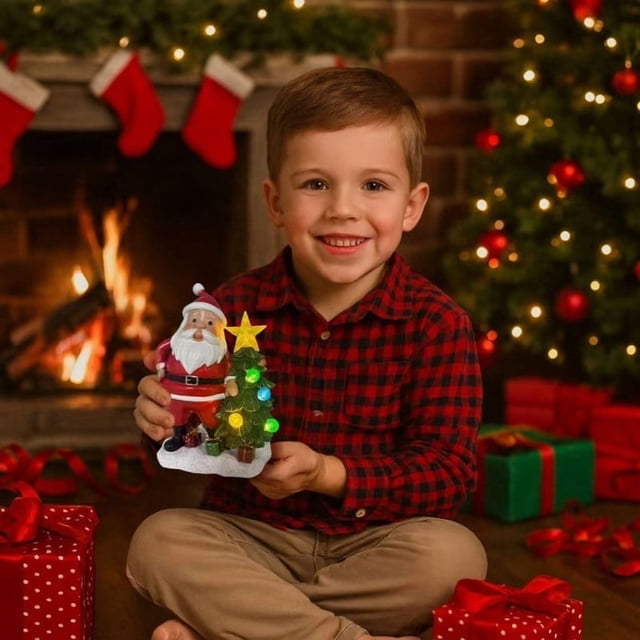 pstuiky Luces de Papá Noel - Decoraciones navideñas LED para fiestas, hechas a mano en resina. Aptas para uso interior y exterior.