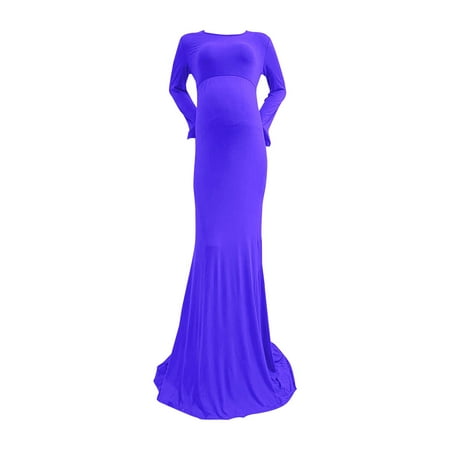 

TAIAOJING Women s Long Sleeve Maternity Dress Mercerized Cotton Crewneck Neck Trailing Jumpsuit Long Photography Dress Summer Autumn Long Dess Dress