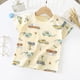 thumbnail image 3 of Gibobby Blusas De Moda Camisa de manga corta para niños pequeños, camisa con estampado de rayas de peces y coches de dibujos animados para niños y niñas, prendas de vestir(Amarillo, 12-18 Meses), 3 of 4