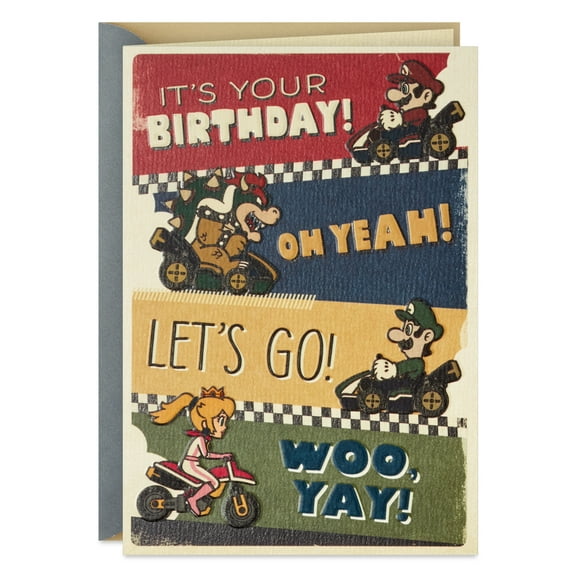 Hallmark Nintendo Mario Kart Birthday Greeting Card (Enjoy Riding into the Year Ahead)