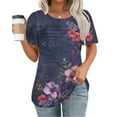 thumbnail image 2 of Floral Print Blouses For Women Crewneck Young Womens Tops Trendy Summer T Shirts For Women Graphic V Neck Blouses For Women Business Casual Plus Size, 2 of 6