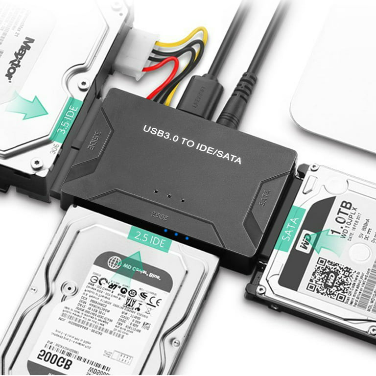 Forurenet oplukker Godkendelse USB 3.0 to IDE/SATA Converter, EEEkit Hard Drive Adapter Fit for Universal  2.5"/3.5" SATA HDD/SSD & IDE HDD Drives, Support 6TB - Walmart.com