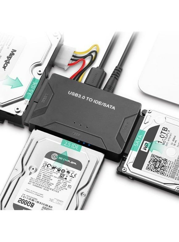 TSV USB IDE Adapter USB 3.0 to SATA IDE Hard Drive Converter Combo for 2.5"/3.5" DE SATA SSD Hard Drives Disks with 12V 2A Power Adapter and USB 3.0 Cable for Laptops