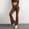 thumbnail image 4 of Sevpuikl Women High Waist Bootcut Flaring Leggings Butt Lifting Tummy Control Solid Color for Yoga Dancing Fitness(Brown,M), 4 of 7