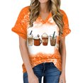 thumbnail image 1 of Camiseta con cuello en V para mujer Camiseta con estampado de Halloween Camiseta de manga corta Tops Pompotops  hkajfhjk473027, 1 of 1