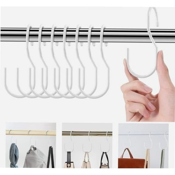 S Hooks Twist Design Bag Hanger ,Closet Rod Hooks for Hanging Handbags,Purses,Belts,Scarves,Hats,Clothes,Pots and Pans. (8, White)