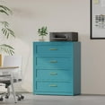 thumbnail image 4 of Blue Metal Dresser with 4 Drawer，39.3" Tall Chest of Drawers with Wide Metal Handle,Drawer Organizer for Bedroom,Living Room,Hallway and Entryway, 4 of 7
