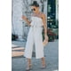 thumbnail image 3 of ABPHQTO Mono de mujer de pierna ancha sin tirantes con volantes beige, 3 of 5