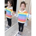 thumbnail image 4 of URMAGIC Kids Girl Rainbow Pullover Hoodies Casual Hooded Sweatshirts Jumper Hoody Sweater Tops, 4 of 5