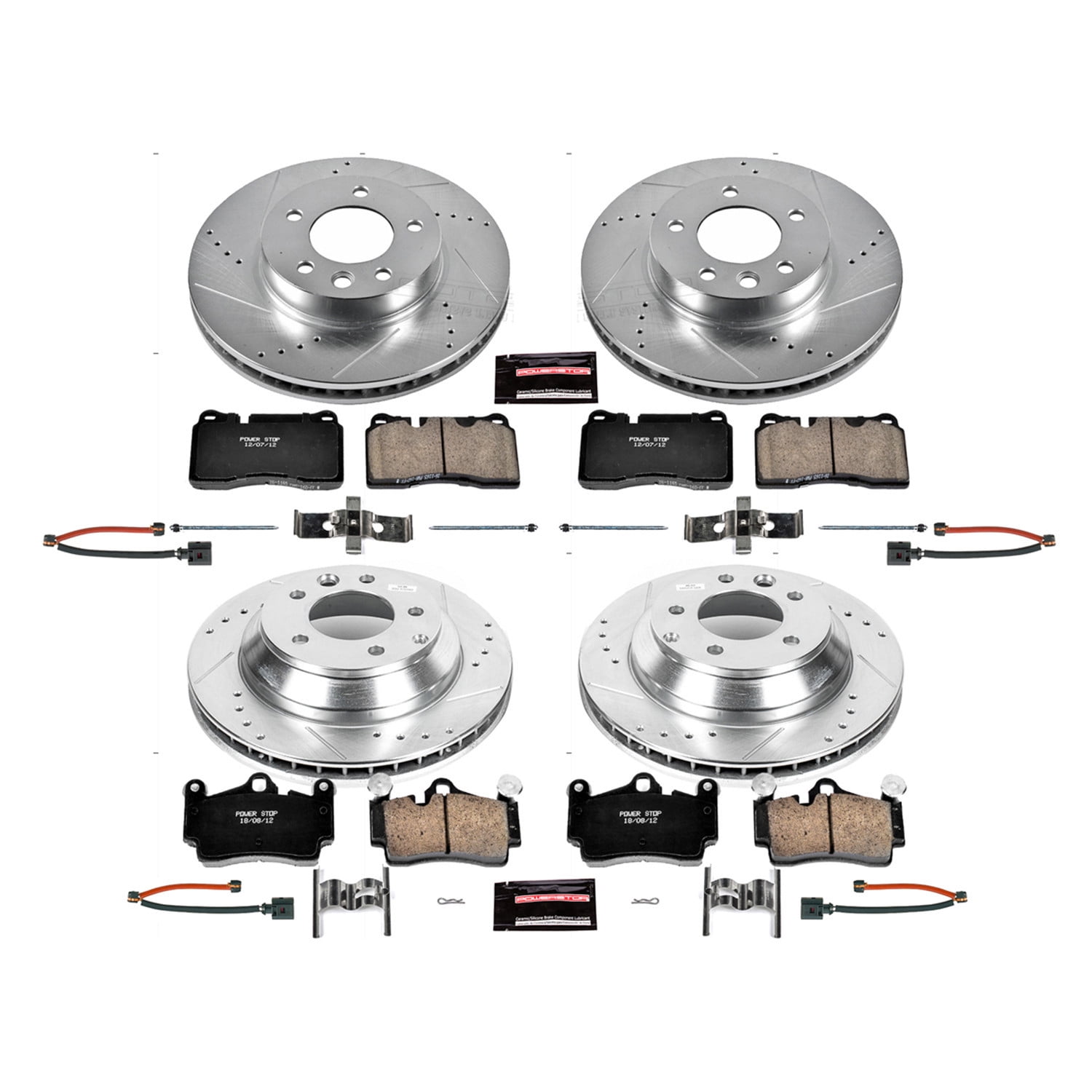 PowerStop Front and Rear Z23 Evolution Sport Carbon-Fiber Ceramic Brake Pad and Drilled & Slotted Rotor Kit Fits: VOLKSWAGEN Select Models K5745