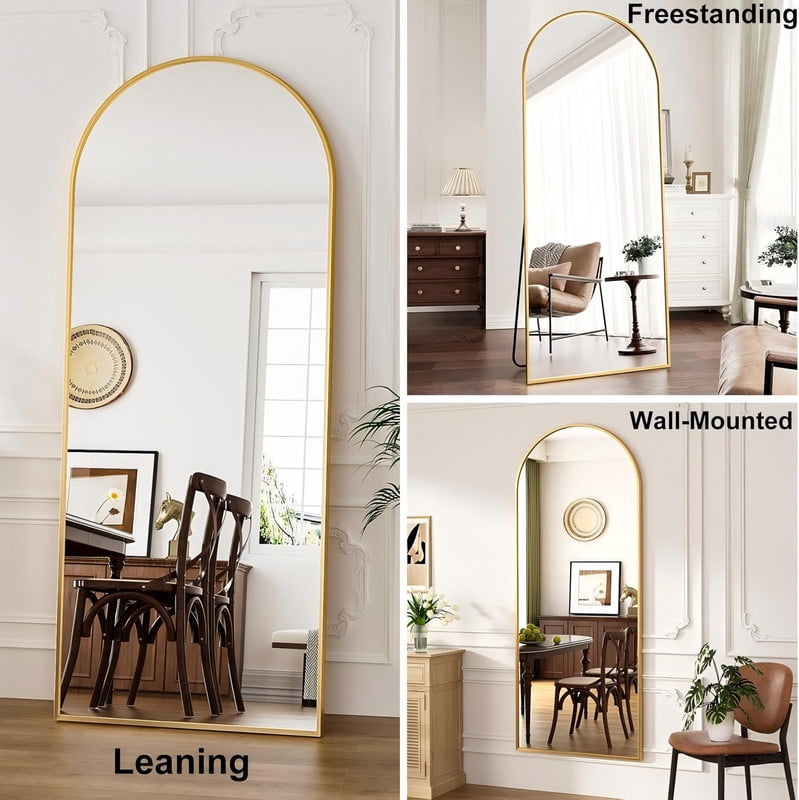 Anyrose 71.2" x 30" Wall Mirror with Aluminum Alloy Frame Arched Full Length Mirror, Gold