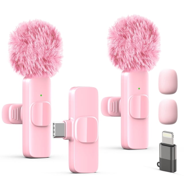 Micrófono inalámbrico con solapa Lavalier LIZHUZHONG para iPhone, color rosa