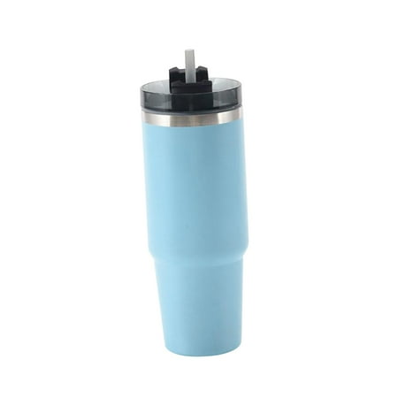 

Tumbler with Lid and Straw Stainless Steel Travel Mug Convenient Coffee Mug Blue 30oz