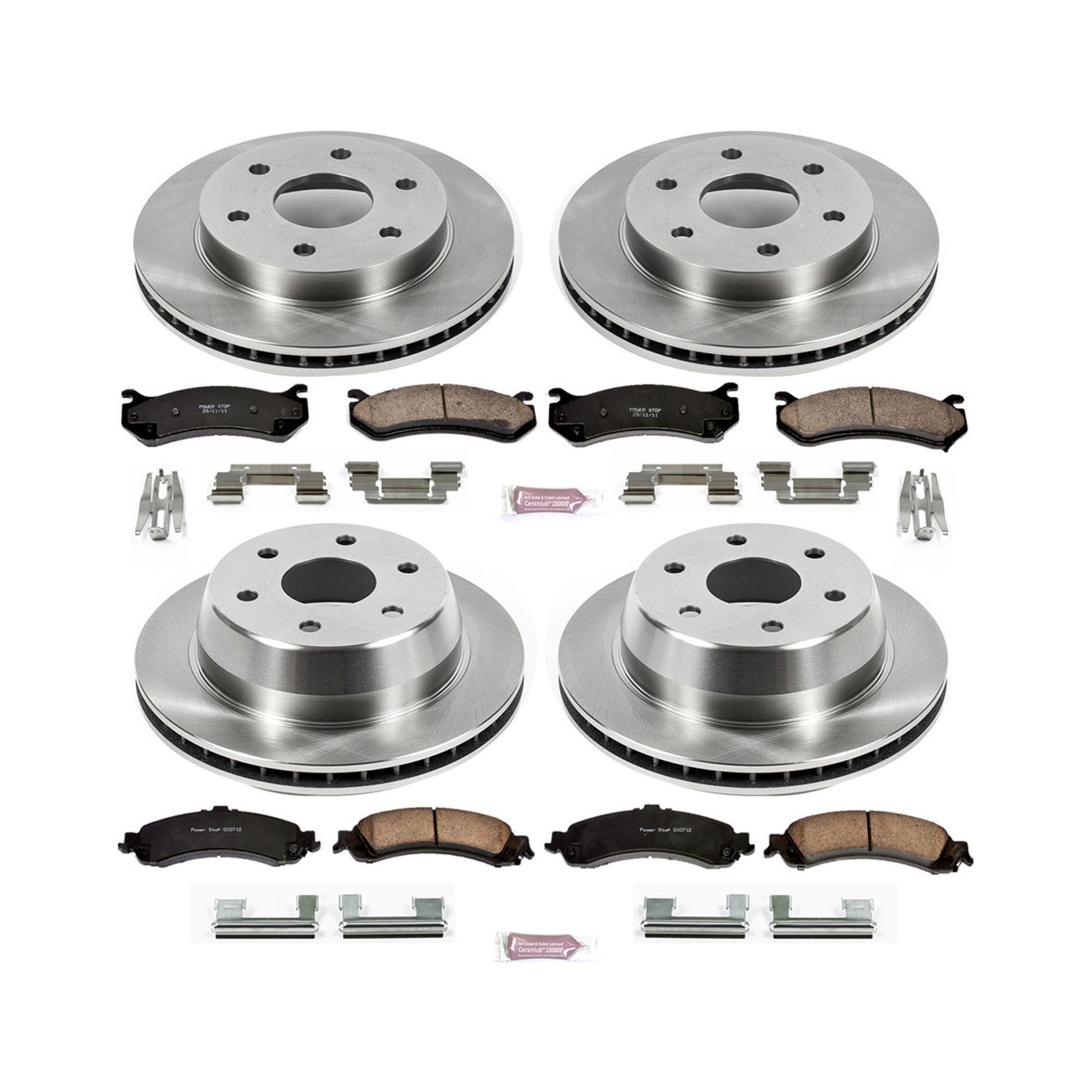 Power Stop Front and Rear Stock Replacement Brake Pad and Rotor Kit KOE2015
