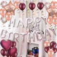 thumbnail image 3 of Guirnalda de cumpleaños con decoración de feliz cumpleaños en color burdeos y plateado, 3 of 3