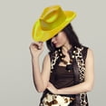 thumbnail image 3 of CUIYUAN Cowboy Hat Unisex Wide Brim Shiny Western Hat Cowgirl Hat Western Cowboy Hats for Men with Shapeable Brim Cowboy Hat for Women Festival Stage Performance Party, 3 of 3
