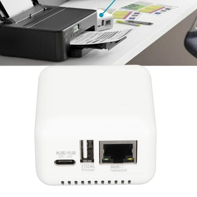 Serveur d'Impression, Serveur d'Impression USB 2.0 pour XP 3.4, Prend en Charge l'Impression d'Images, Interfaces Multiples, Prise en Charge Maximale 256 Go, Compatible avec la Plupart des Imprimantes USB