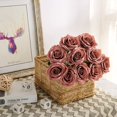 thumbnail image 2 of Plum Artificial Rose 10pcs Open Flower Bouquet Faux Rose Stems for Wedding Arrangement, Bridal Bouquet, Centerpiece, Fake Faux Silk Flowers, 2 of 4