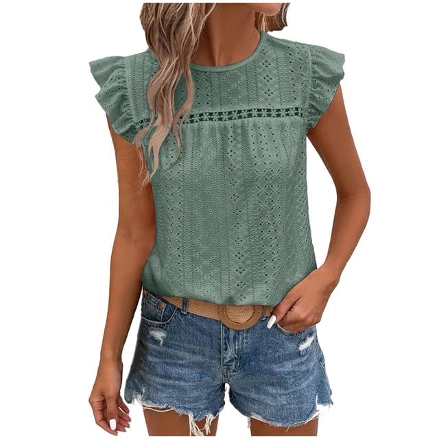 TaTaai Women Sleeveless Shirt Crew Neck Breathable Lightweight Non See-through Machine Washable No Fading Soft Casual Daily Wear Fashion Basic Blouse Gift