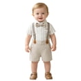 thumbnail image 2 of Auroural Toddler Boys Clothes 12-18 Mon Infant and Toddler Short Sleeve Bodysuit Crawling Suit Top and Rompers Pants Set, 2 of 7