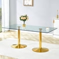 thumbnail image 5 of Hi loPres 71" Glass Dining Table with Gold Pedestal, Large Modern Tempered Glass Table for 6-8, Stable and Reliable Centerpiece for Home Office, 5 of 8