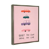 Stupell Industries Baby You Can Drive My Car Whimsical Song Lyrics Graphic Art Luster Gray Floating Framed Canvas Print Wall Art, Design by Dominika Godette