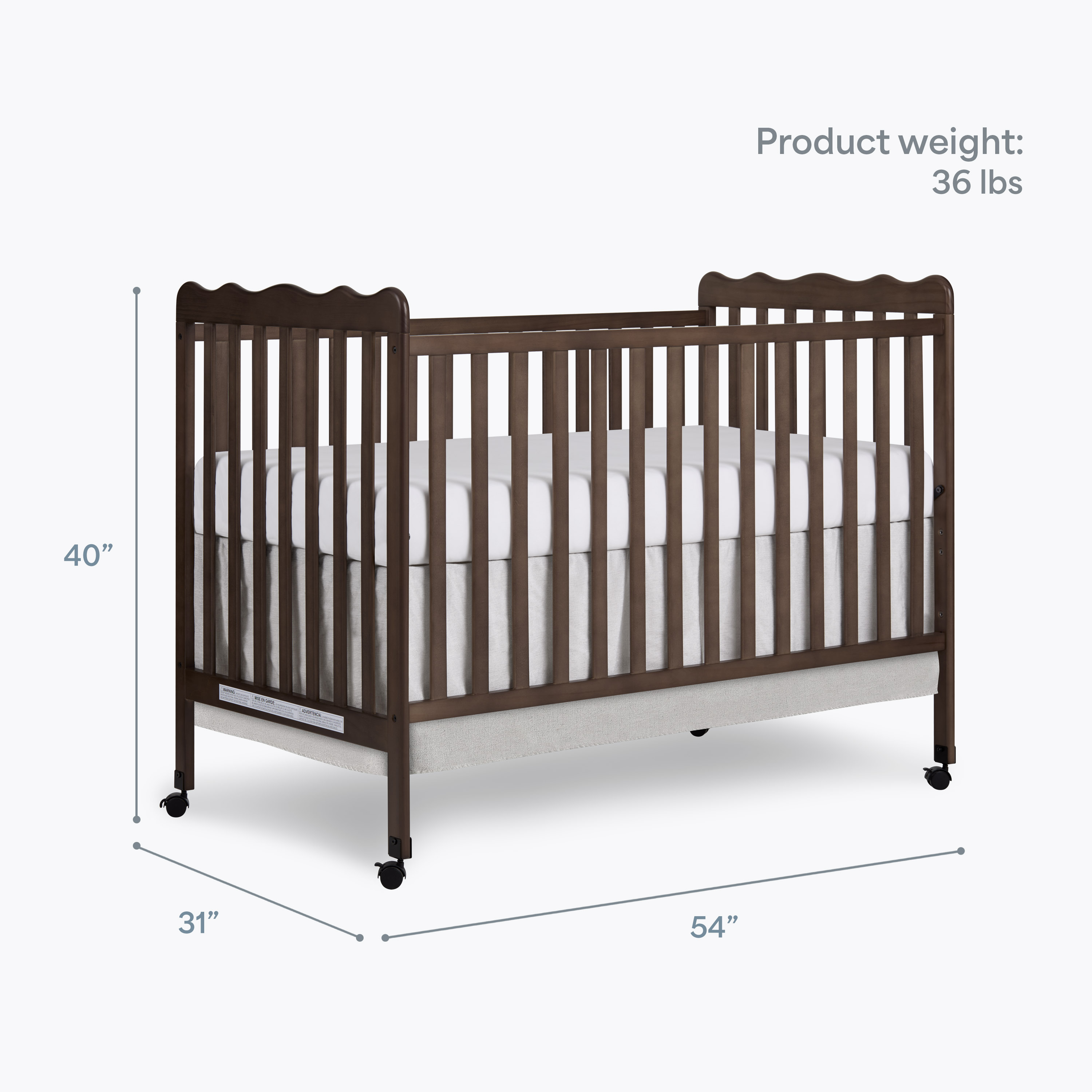 Dream On Me Carson Classic 3-in-1 Convertible Crib in Smokey Oak, Greenguard Gold Certified