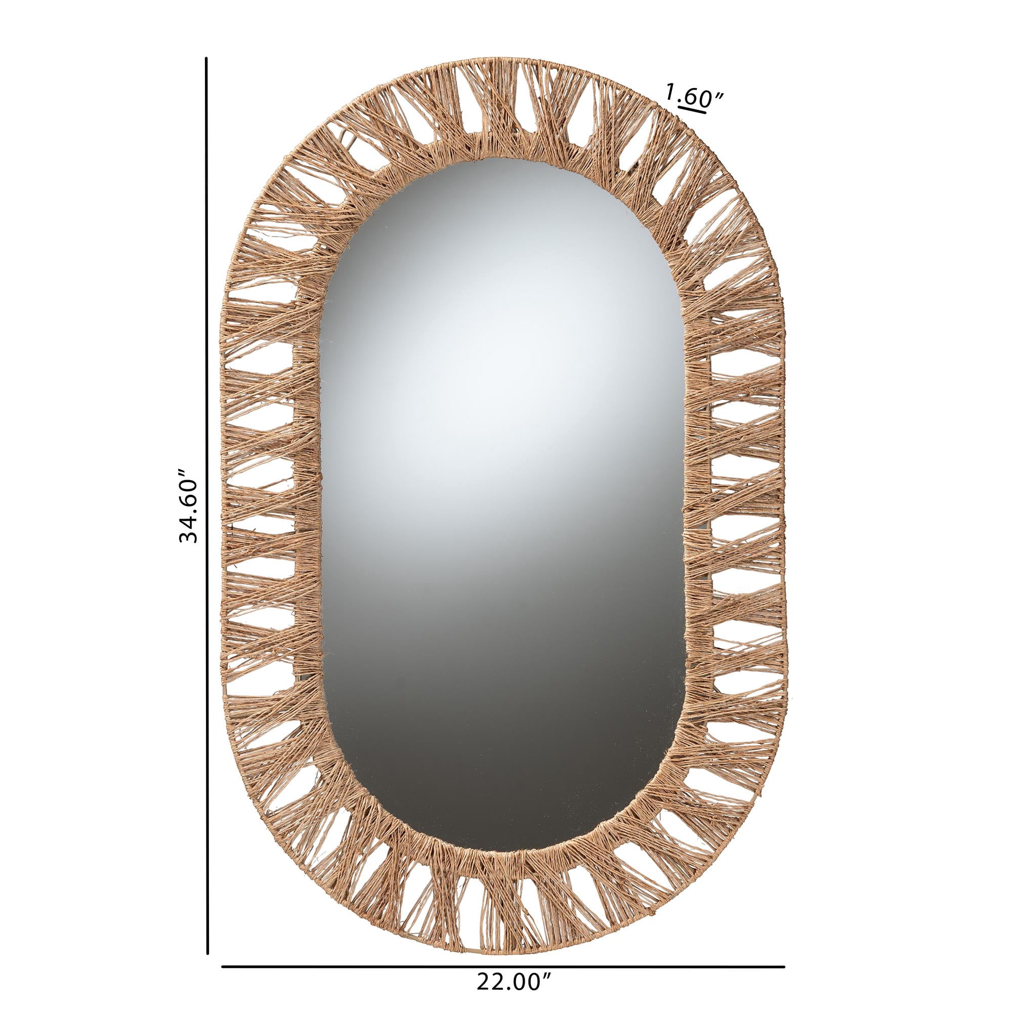 bali & pari Geona Seagrass BOHO Mirror, Natural Brown