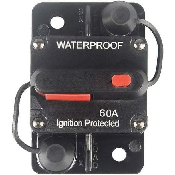 Disjoncteur 60 A avec réinitialisation manuelle 12 V-36 V CC étanche pour autoradio, camping-car, bateau, camion, moteurs de pêche à la traîne, fusible réarmable pour haut-parleur de voiture