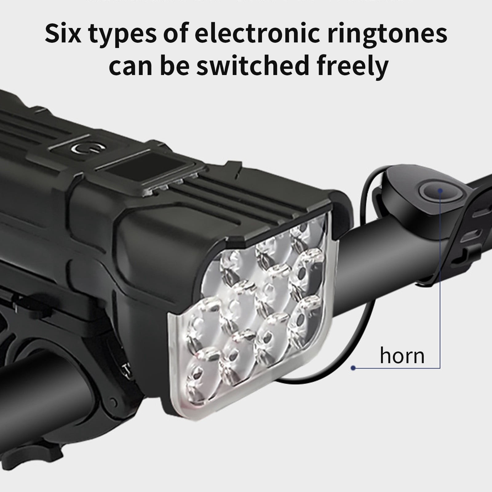 Rechargeable LED Headlamp with 5 Modes, 1200mAh Battery, Digital Display, USB-C Charging, Power Bank Function, 6 Horn Sounds, IP65 Waterproof for Outdoor Emergency Use
