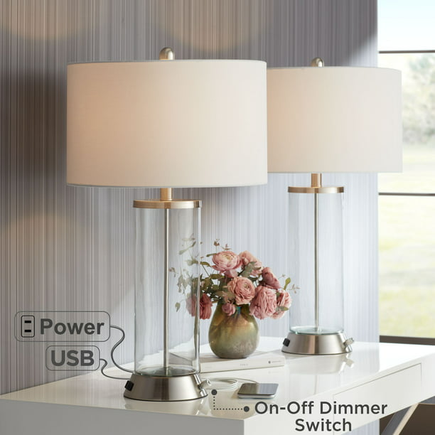 360 Lighting Modern Table Lamps Set Of, Tall Clear Glass Table Lamps