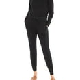 thumbnail image 1 of JENNIE LIU Women's 100% Pure Cashmere Knitted Jogger Pants (8400, Black, Large), 1 of 3