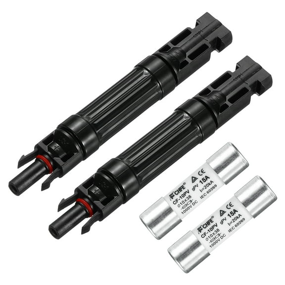 2 Pcs Solar Fuse Holder 15A 1000V Waterproof PV In-Line Fuse Holders with Fuse