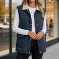 thumbnail image 6 of Otntypg Womens Quilted Collared Puffer Vest with Pockets Lightweight Casual Fall Winter Thick Warm Snap Button Down Full Zip up Outerwear Jackets, 6 of 10