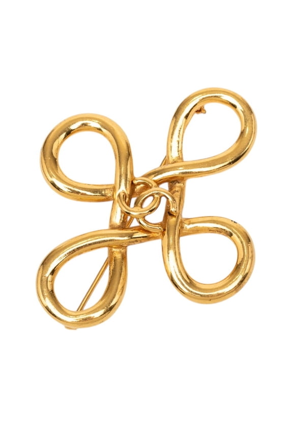Pre-Owned Chanel Coco Mark Infinity Cross Brooch, Gold Plated (GP), Women's.