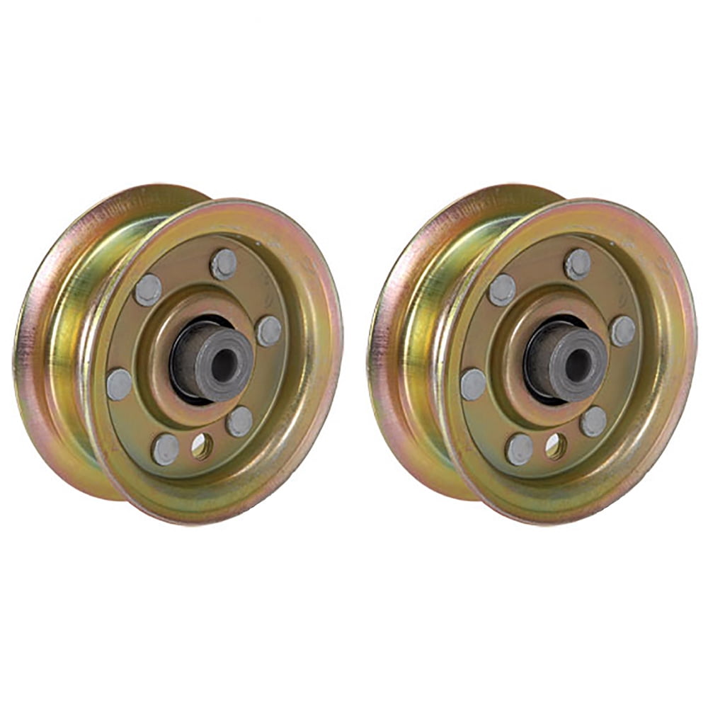2 Flat Idler Pulleys With Flanges Fits 42" Decks Years 2000