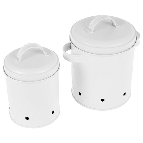 EIGTHTAIL 2Pcs Onion Storage Canister 2 Sizes Potato Storage Bins Carbon Steel Garlic Storage Bin Breathable Vegetable Storage Tins Practical Potato and Onion Storage for Home Kitchens