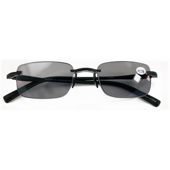 Men Tinted Lightweight Rimless Reading Glasses - UV Protection Comfortable Sunglasses Reader 2.00