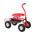 thumbnail image 1 of Outsunny Trottinette de Jardin, Chariot Roulant avec Plateau, Seau, Rouge et Noir, 1 of 10