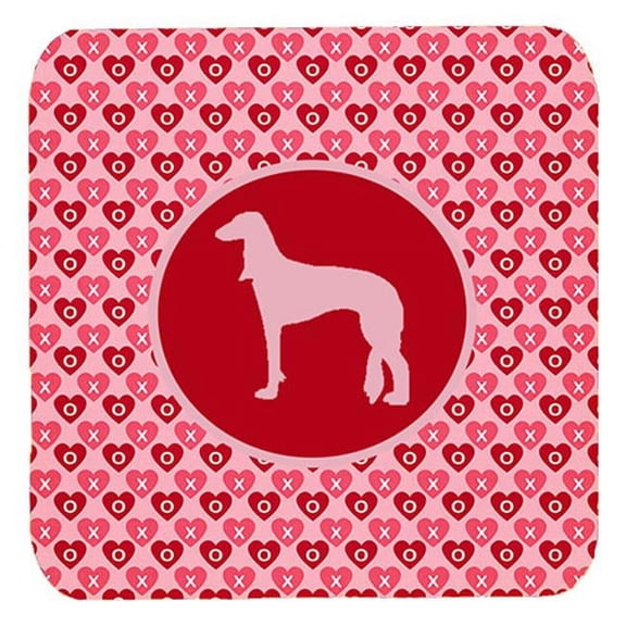 Saluki Valentine Hearts Foam Coasters - Set 4, 3.5 x 3.5 In.