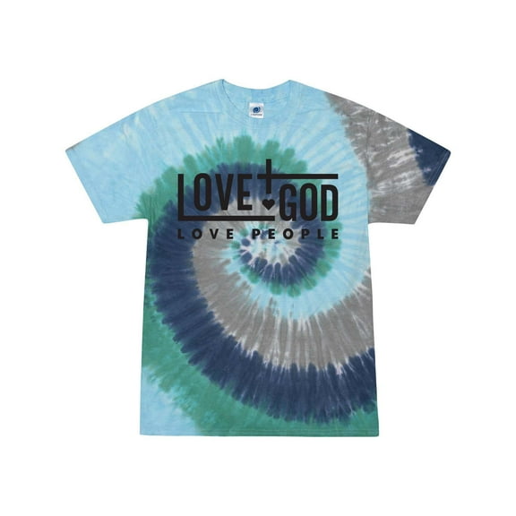 Love God Love People Christian Unisex Tee Ladies Design Short Sleeve Tie Dye T-shirt-Earth-xl