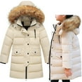 thumbnail image 4 of Toimothcn Girls Winter Jacket Simple Solid Color Long Sleeve Hooded Down Jacket Hooded Thickened Warm Loose Fit Zipper Up Winter Coat Comfy Girls Clothing, 4 of 5