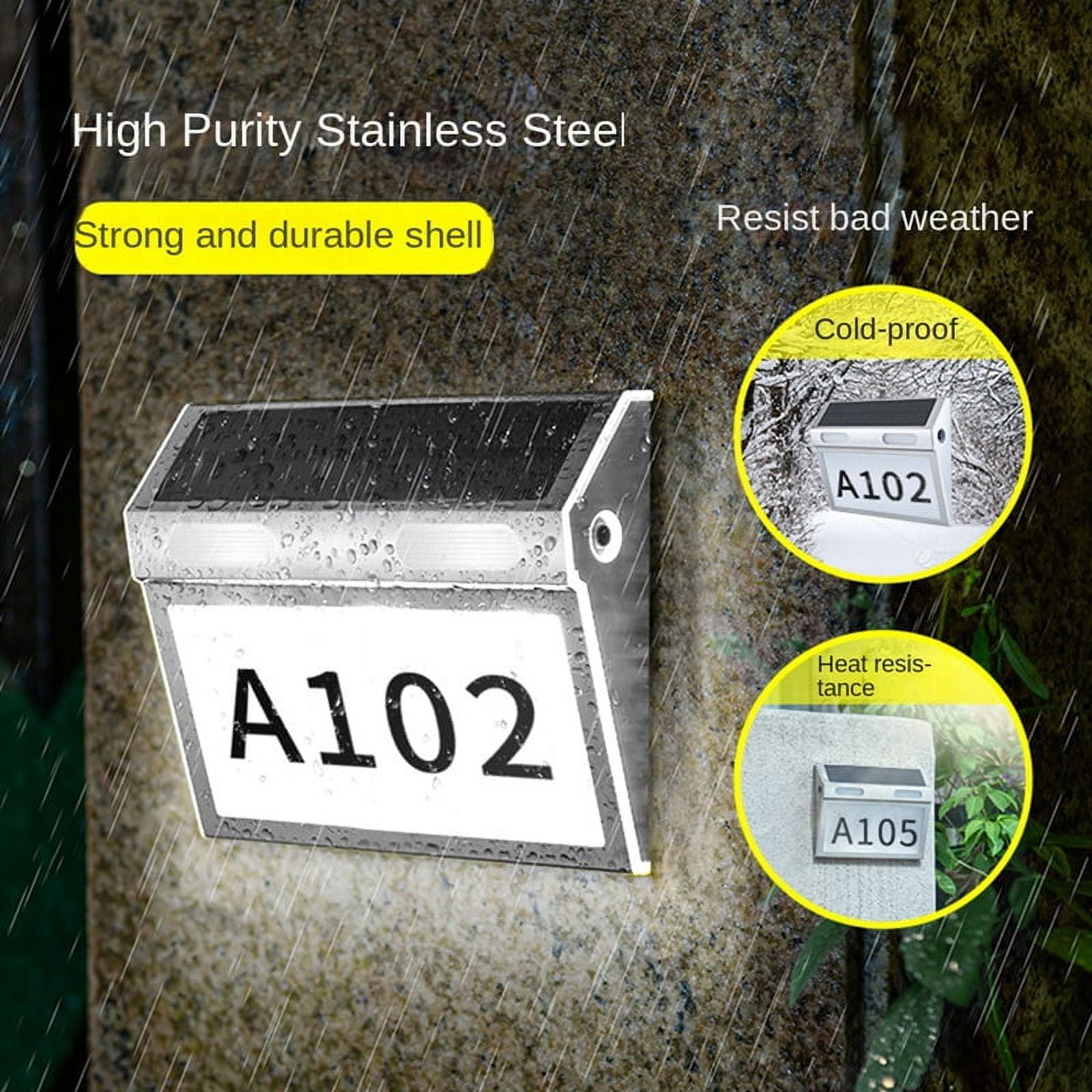 Solar House Number Light, Door Numbers LED Lights Outdoor with IP65 Waterproof Material with 3 Lighting Modes,1 x solar light,silver