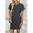 thumbnail image 2 of Chiclily Women's Summer Short Sleeve Dresses Crewneck Ribbed Mini Tshirt Dress, Dark Gray XL, 2 of 6
