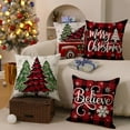 thumbnail image 5 of Christmas Pillow Covers 18x18 inch Set of 4 Christmas Tree Truck Black and red Plaid Decorative Throw Pillow Covers Winter Farmhouse Decoration for Home Couch BTHZ-144A18, 5 of 6