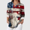thumbnail image 2 of vigerkar Women's Cotton and Linen Independence Day American Flag Floral Print Shirt (Wine, XL), 2 of 5