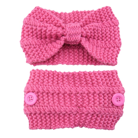Knitted Winter Warm Hairbands Elastic Bows Knotted Headbands with Button Ear Warmers Wide Turban Soft for