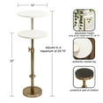 thumbnail image 3 of Kate and Laurel Engles Traditional Adjustable-Height Pedestal Drink Table, 10 x 10 x 30, White Marble and Antique Brass, Vintage Round Indoor Metal Plant Stand with Authentic Marble Tabletop, 3 of 10
