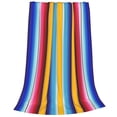 thumbnail image 2 of Lsque Yellow Blue Mexican Blanket Stripes Pattern Fuzzy Fleece Throw Blanket Extra Large,Super Soft,Fluffy and Warm Blankets for Couch,Bed,All Season Use-50"x40", 2 of 7